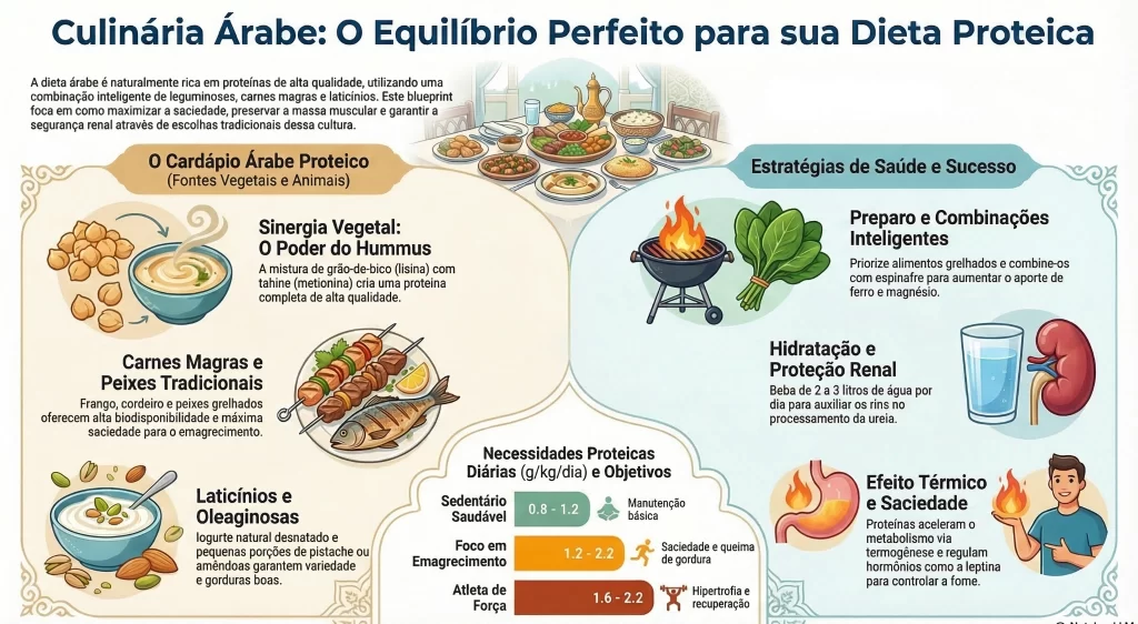 Culinária árabe, o equilíbrio perfeito para sua dieta proteica.