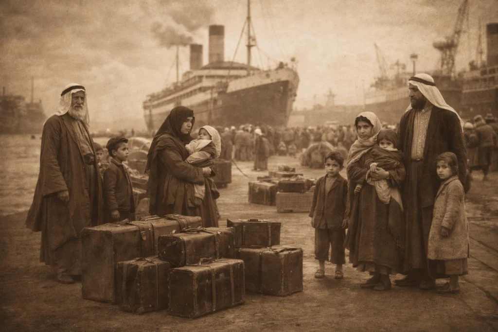 imigrantes árabes chegando ao brasil no início do século, chamados de "turcos"