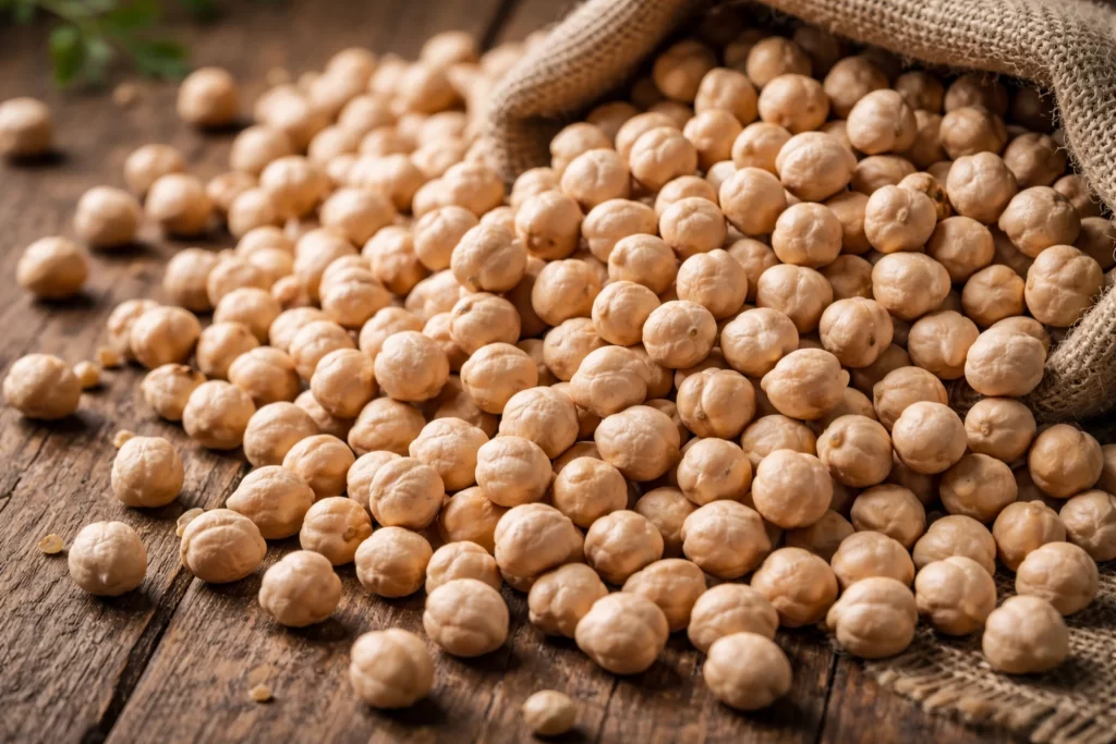 grão de bico cru leguminosa rica em proteínas vegetais e fibras
