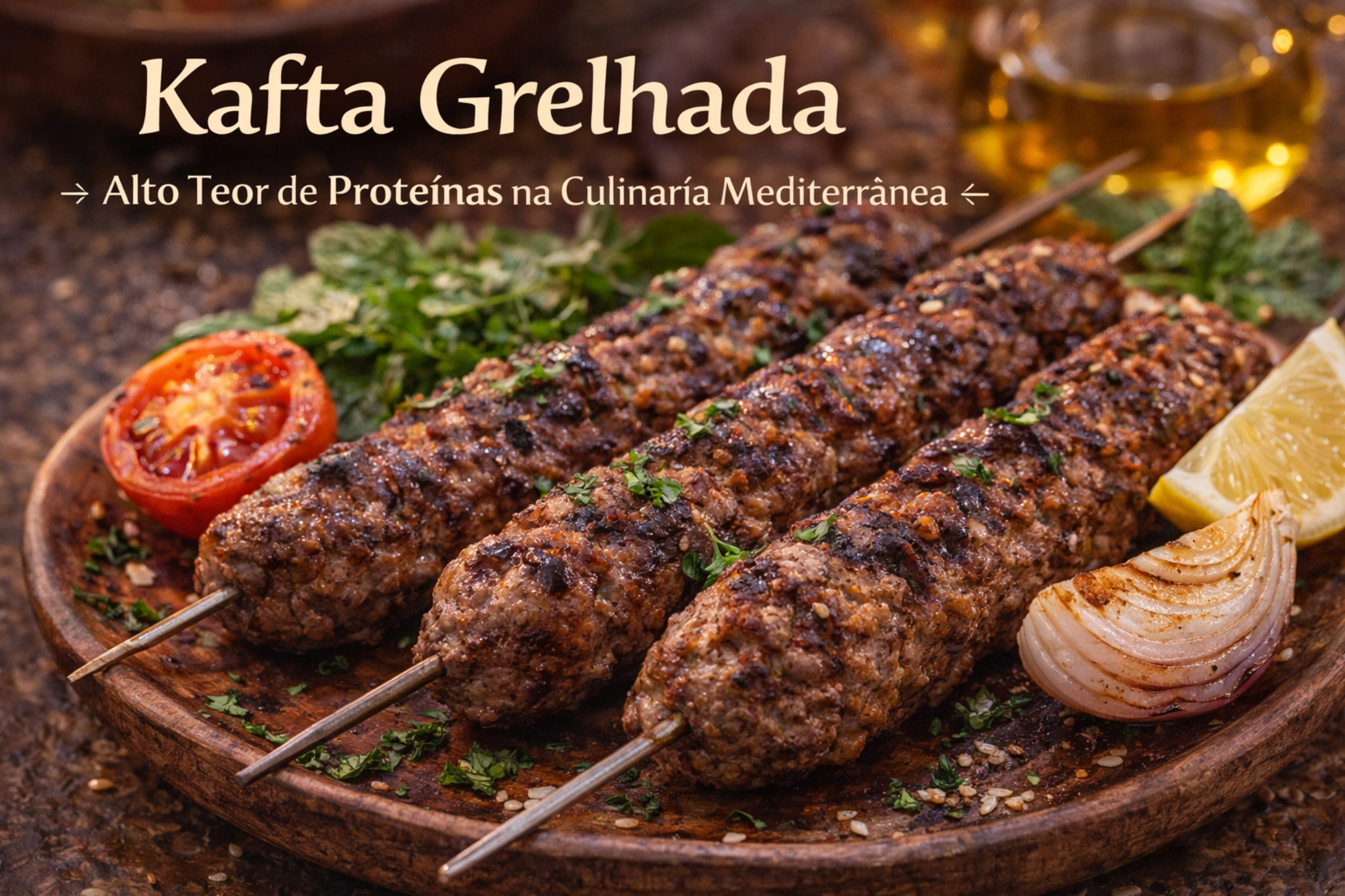 Kafta libanesa grelhada, prato de carne temperada da culinária árabe