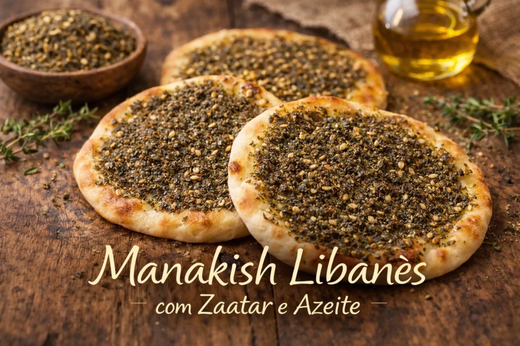 manakish pão libanês assado com zaatar e azeite