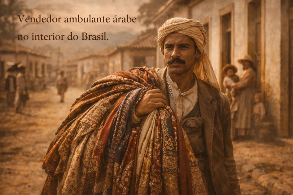 mascate árabe vendendo produtos no interior do Brasil