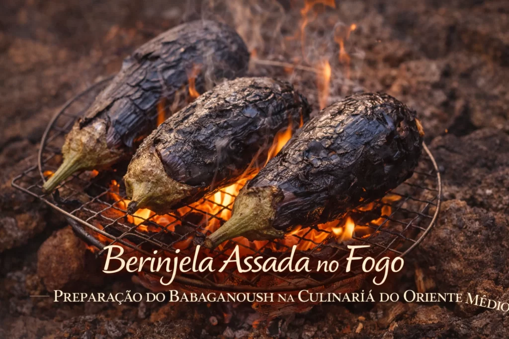 berinjela assada usada no preparo do babaganouch