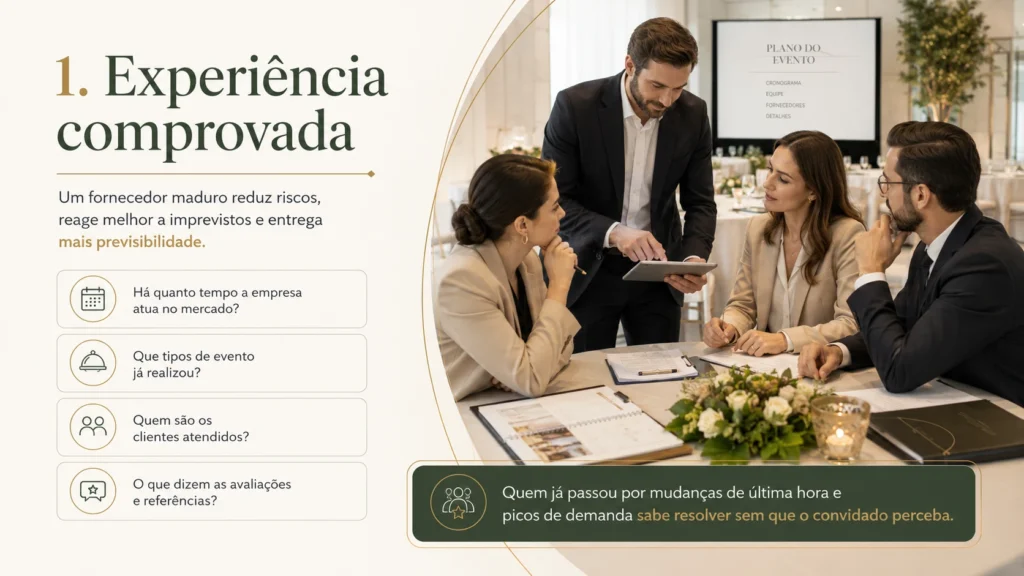 Equipe experiente planejando um evento de catering corporativo