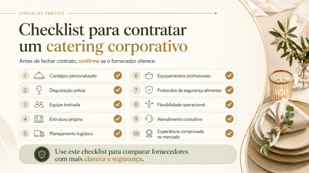 Checklist com dez critérios para contratar um catering corporativo