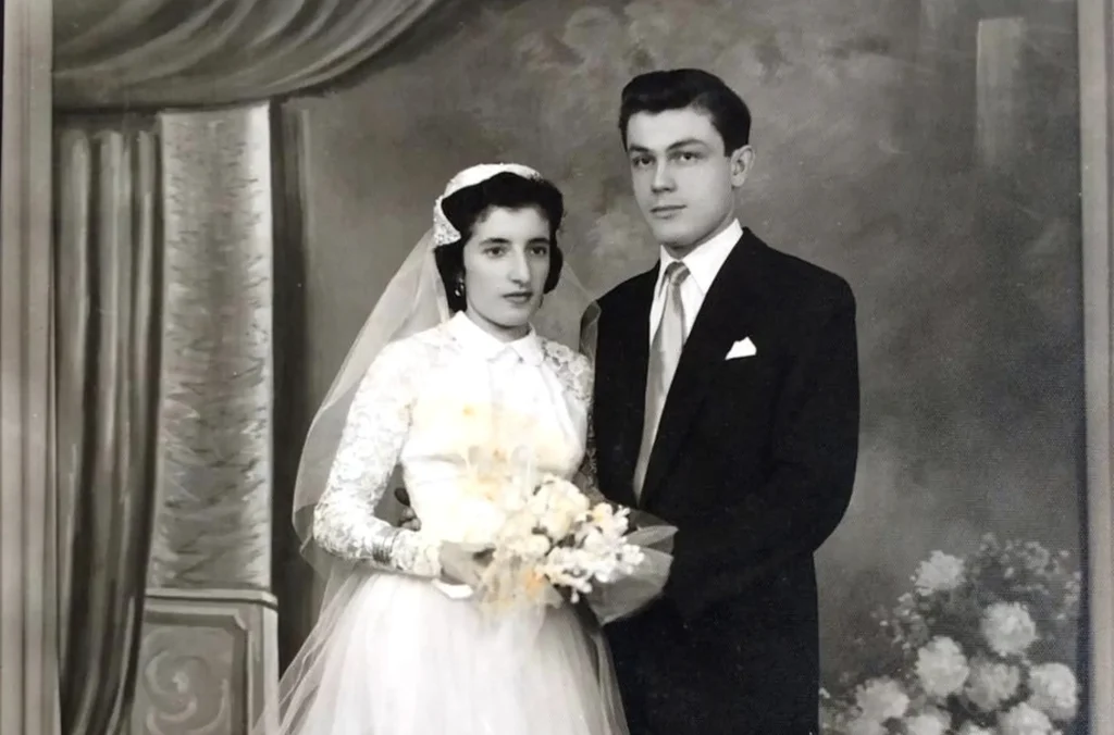 Alice e Halim , foto de casamento no Brasil dos imigrantes libaneses.